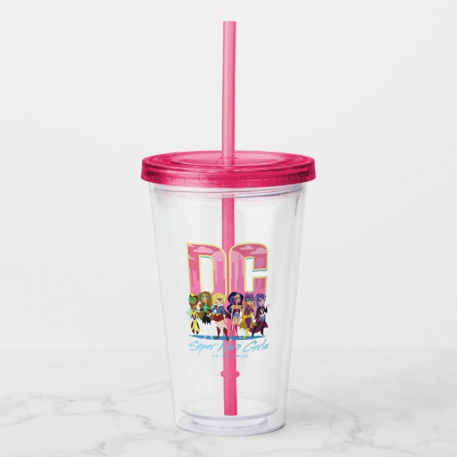 DC Super Hero Girls Lineup Acrylic Tumbler (Front)