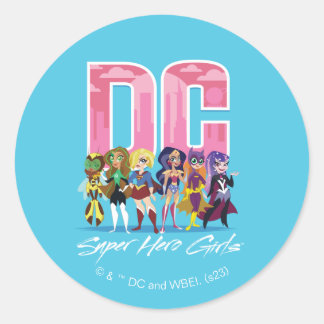 DC Super Hero Girls Lineup Classic Round Sticker