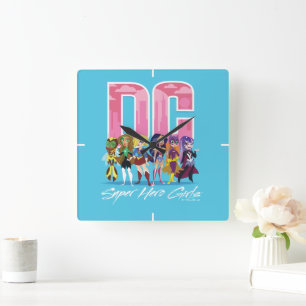 DC Super Hero Girls Lineup Square Wall Clock