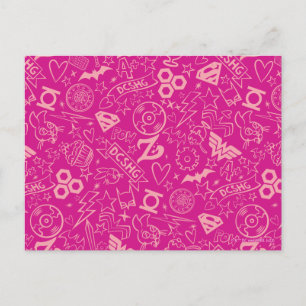 DC Super Hero Girls Pink Icon Pattern Postcard