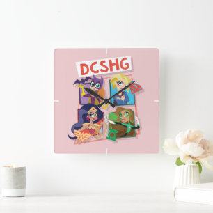 DC Super Hero Girls Quartet Square Wall Clock