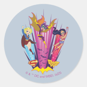 DC Super Hero Girls Trio Classic Round Sticker