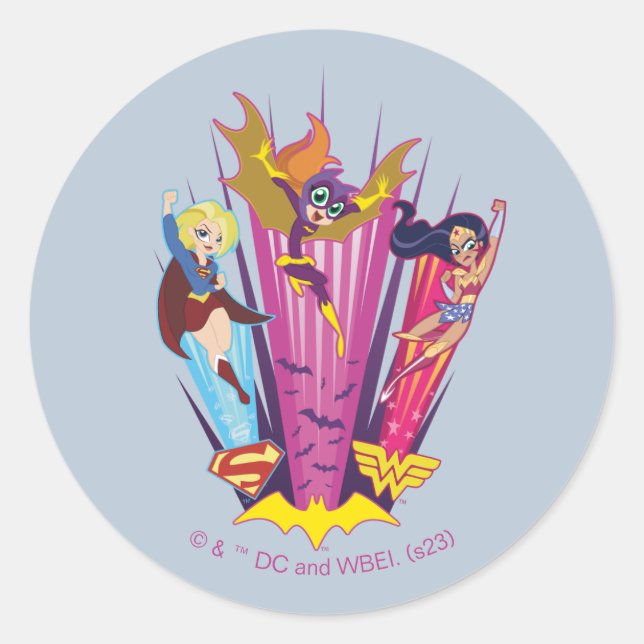 DC Super Hero Girls Trio Classic Round Sticker (Front)