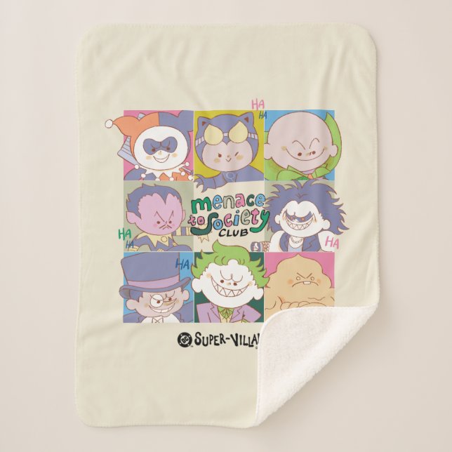DC Super-Villain Menace To Society Club Graphic Sherpa Blanket (Front)