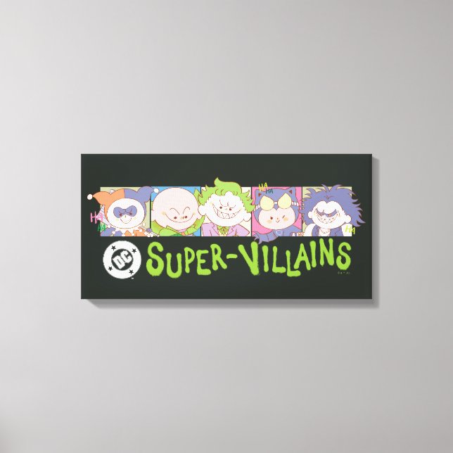 DC Super-Villains Cartoon Lineup Canvas Print (Front)