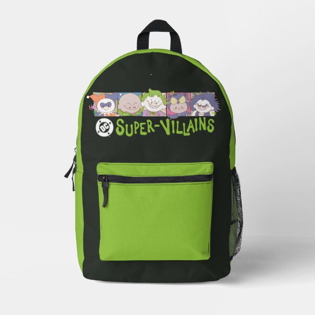 DC Super-Villains Cartoon Lineup Printed Backpack (Front)