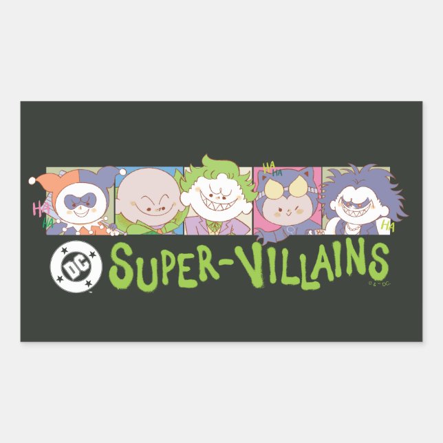 DC Super-Villains Cartoon Lineup Rectangular Sticker (Front)