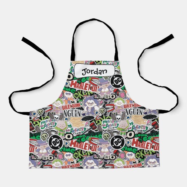 DC Super-Villains Cartoon Pattern Apron (Front)