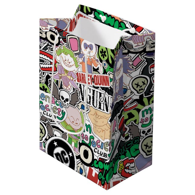 DC Super-Villains Cartoon Pattern Medium Gift Bag (Front Angled)