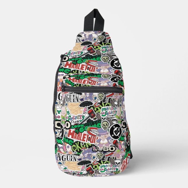 DC Super-Villains Cartoon Pattern Sling Bag (Front)
