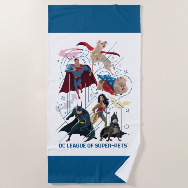 DC Trinity Heroes & Super-Pets Beach Towel (Front)
