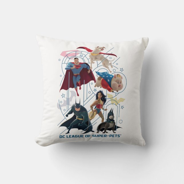 DC Trinity Heroes & Super-Pets Cushion (Front)