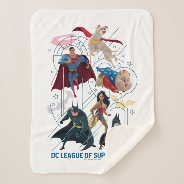 DC Trinity Heroes & Super-Pets Sherpa Blanket (Front)