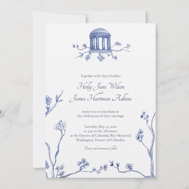 DC War Memorial Wedding - Holly & Jamie Invitation (Front)