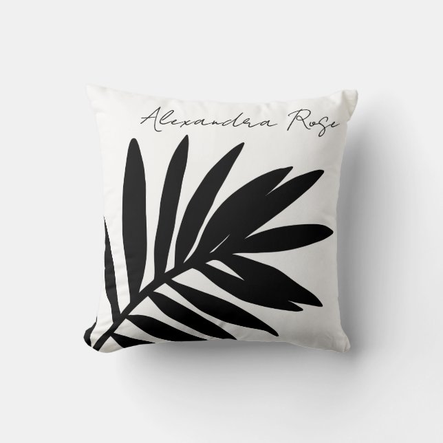 DCustom Palm Leaf Black White Negative Inversion Cushion (Front)