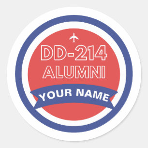 DD-214 Alumni Personalised Airforce Retirement  Classic Round Sticker