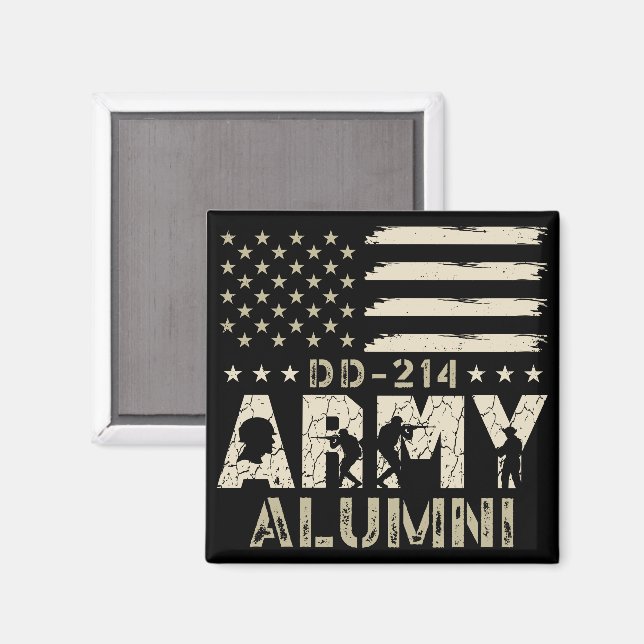 DD-214 Army Alumni Military US Flag Veteran Magnet (Front/Back)