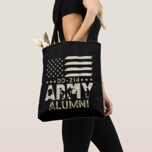DD-214 Army Alumni Military US Flag Veteran Tote Bag