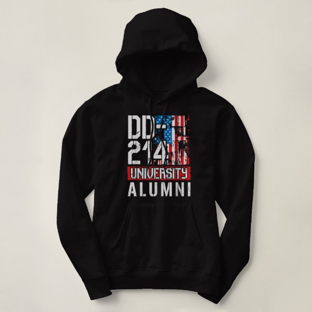 DD-214 University Alumni - US Military Veteran Ret Hoodie (Design Front)