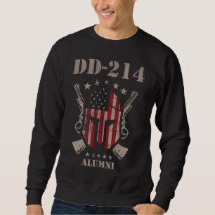 DD-214 US Armed Force Alumni American Flag Veteran Sweatshirt