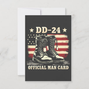 DD 24 Official Man Card American Veteran Day Flag