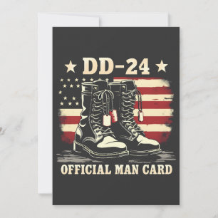 DD 24 Official Man Card American Veteran Day Flag