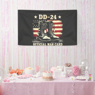 DD 24 Official Man Card American Veteran Day Flag Banner