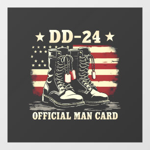 DD 24 Official Man Card American Veteran Day Flag Window Cling
