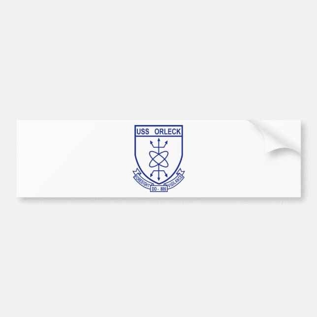 DD-886 USS ORLECK Military Patch Destroyer Bumper Sticker (Front)