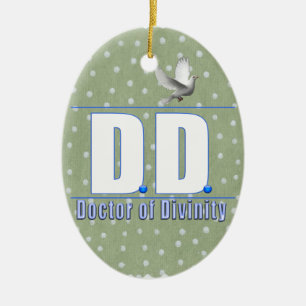 DD Doctor of Divinity Acronym LOGO Ceramic Tree Decoration
