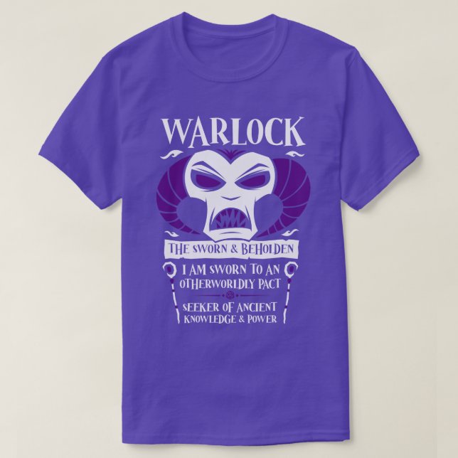 DD WARLOCK Class Dungeons Dragons T-Shirt (Design Front)