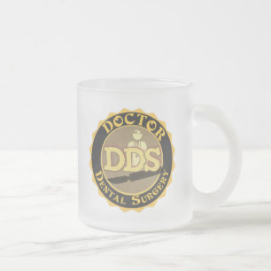 DDS BADGE LOGO DOCTOR OF DENTAL SURGERY FROSTED GLASS COFFEE MUG