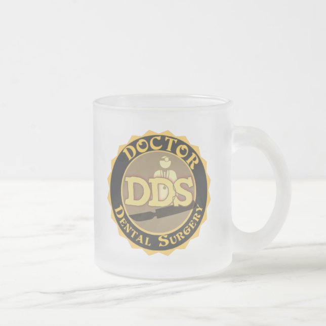 DDS BADGE LOGO DOCTOR OF DENTAL SURGERY FROSTED GLASS COFFEE MUG (Right)