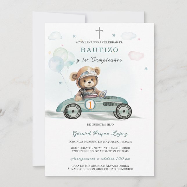De Bautizo Y Primer Añito Invitation (Front)
