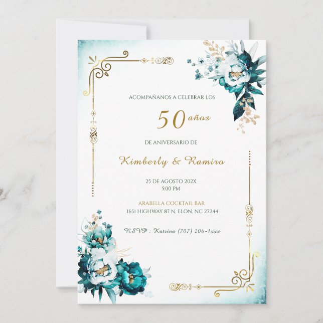 De Boda 50 Aniversario con encaj vintage Invitation (Front)