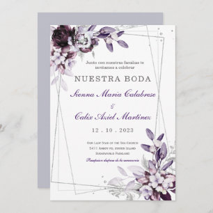 de Boda Púrpura y Lavanda Plateada Invitation