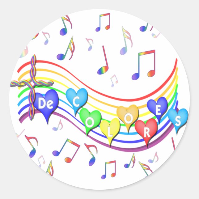 De Colores Music Staff Classic Round Sticker (Front)