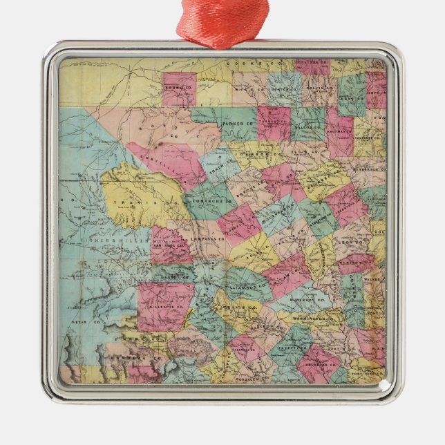 De Cordova's Map of Texas Metal Tree Decoration (Front)