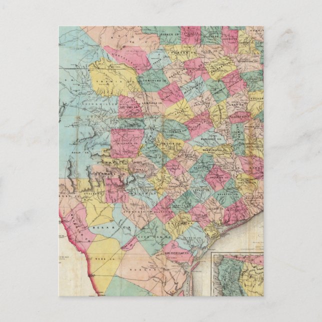 De Cordova's Map of Texas Postcard (Front)