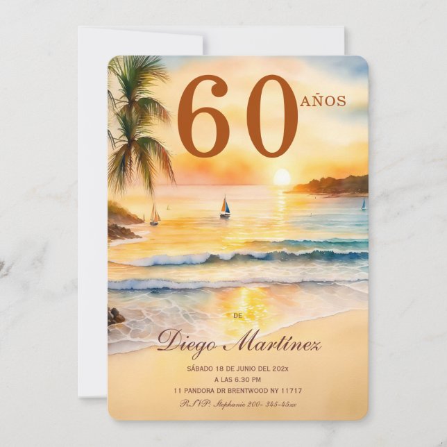 De Cumpleaños Para Un Hombre de 60 Años Invitation (Front)