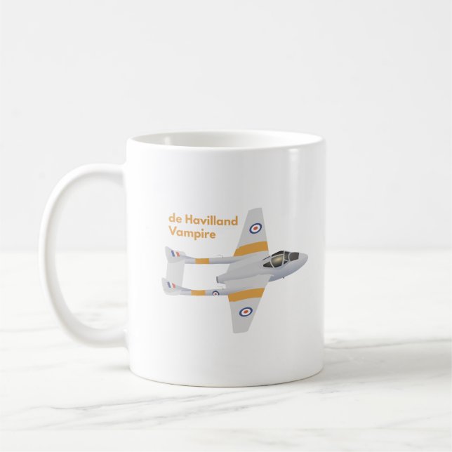 de Havilland Vampire British WW2 Aeroplane Coffee Mug (Left)