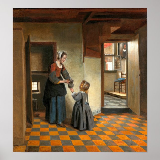 De Hooch - Woman With Child In Pantry Poster (Front)