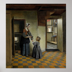 De Hooch - Woman With Child In Pantry Poster