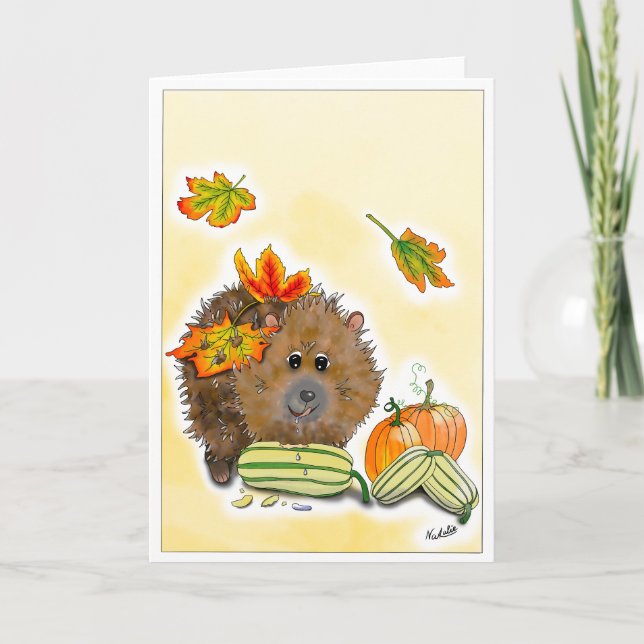 DE Kalppmap Autumn Igel with pumpkin Card (Front)