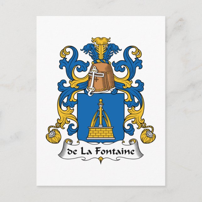 de la Fontaine Family Crest Postcard (Front)