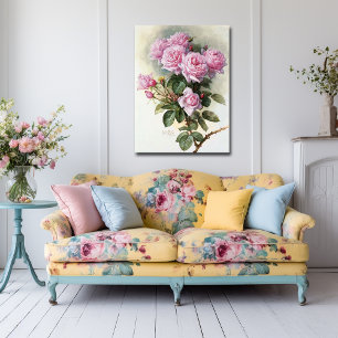 De Longpre Pink Roses Bumblebees 1899 Poster