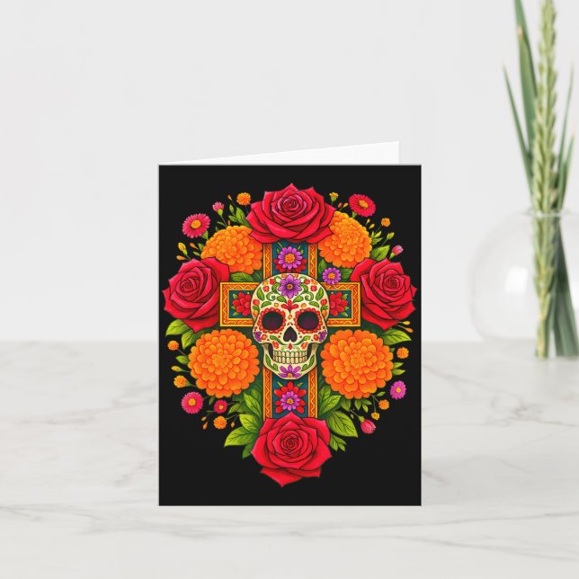 De Los Muertos Day Of The Dead Sugar Skull Christi Card (Front)