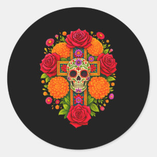 De Los Muertos Day Of The Dead Sugar Skull Christi Classic Round Sticker