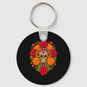 De Los Muertos Day Of The Dead Sugar Skull Christi Key Ring