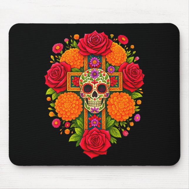De Los Muertos Day Of The Dead Sugar Skull Christi Mouse Mat (Front)